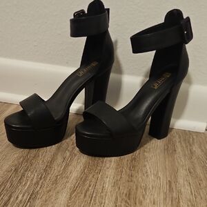 Platform Ankle-Strap High Heel Sandals - Black